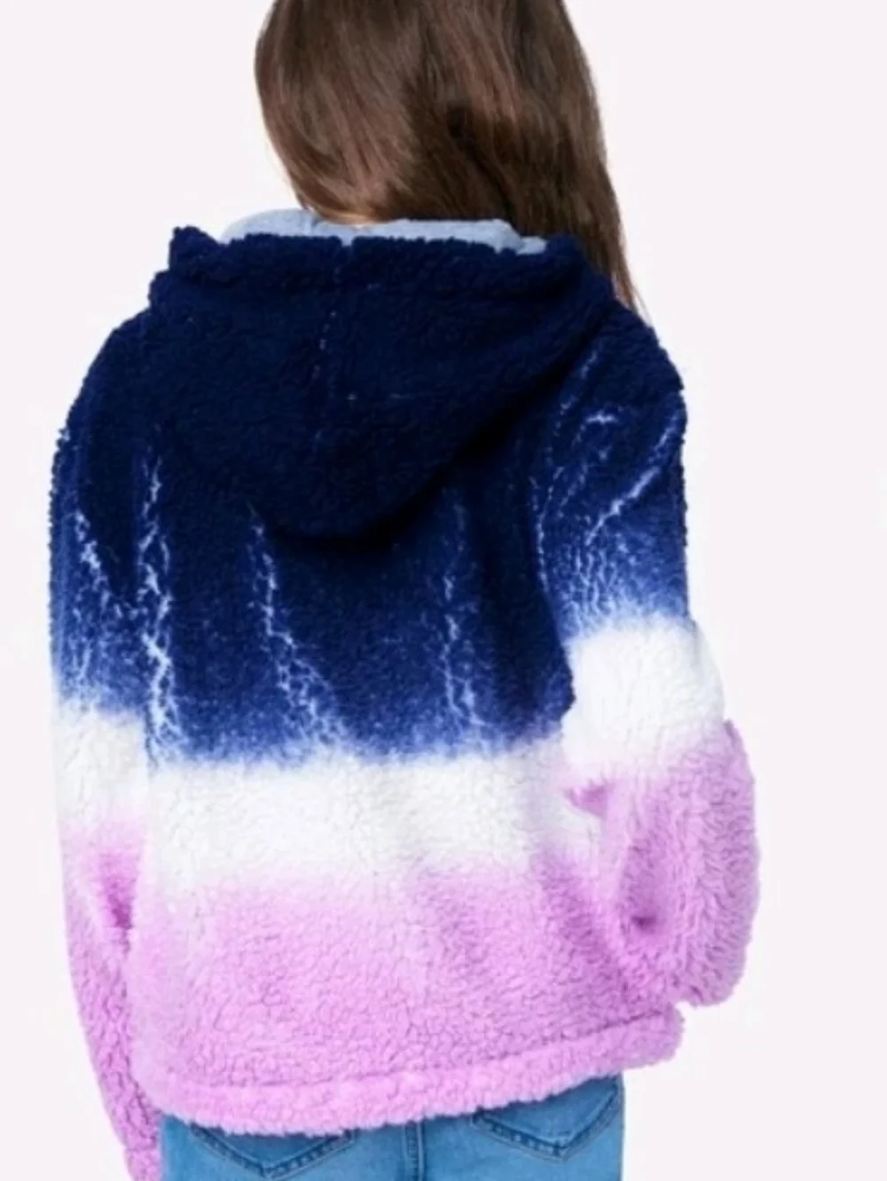 Justice Navy & Purple Ombre Half Zip Sherpa Hoodie Girls Size 12/14